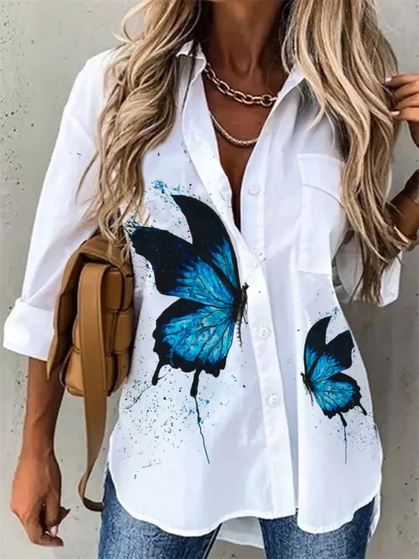 Temperamento Camisa Das Mulheres Solto Camisa de Manga Longa Mulheres Casual Impresso Mulheres Top - Image 10