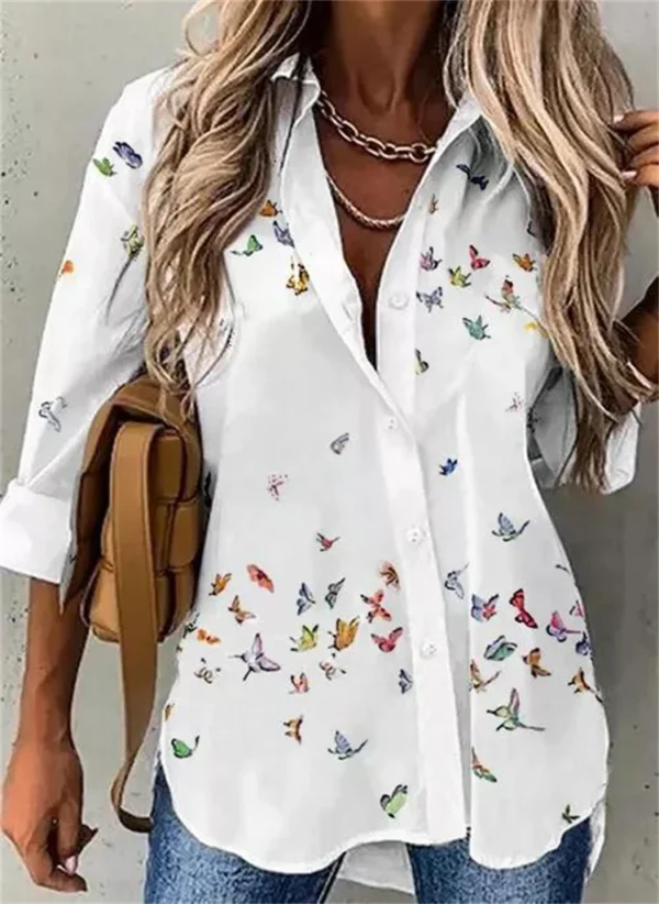 Temperamento Camisa Das Mulheres Solto Camisa de Manga Longa Mulheres Casual Impresso Mulheres Top - Image 12