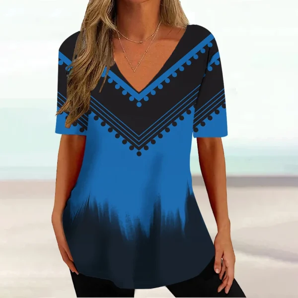 Camiseta feminina estampada em 3D, camiseta com decote em v, moda casual, roupas Harajuku, nova moda, verão, 2024 - Image 15