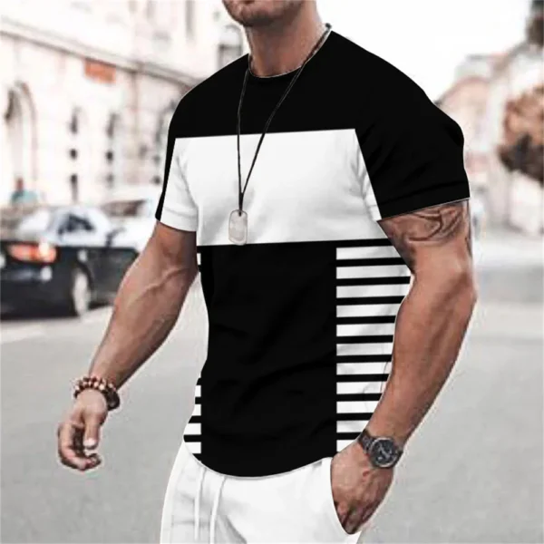 Camiseta solta estampada xadrez masculina, roupa casual de férias, saída diária, top de manga curta, extragrande, macia, Novo, 2023 - Image 16