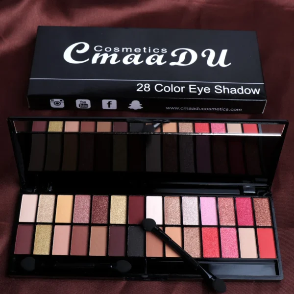 Paleta de Sombra Impermeável com Escova, Sombra de Olhos Nude, Maquiagem, Longa Duração, 28 Cores, Cosméticos, TSLM1