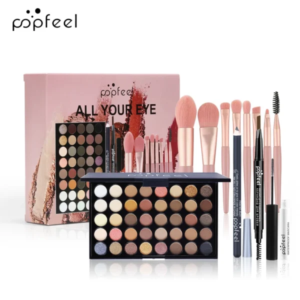 Tudo em um kit de maquiagem com paleta de sombra, base, brilho labial, pincéis blush, eyeline misturada cor colar, longa duração, gift set - Image 10