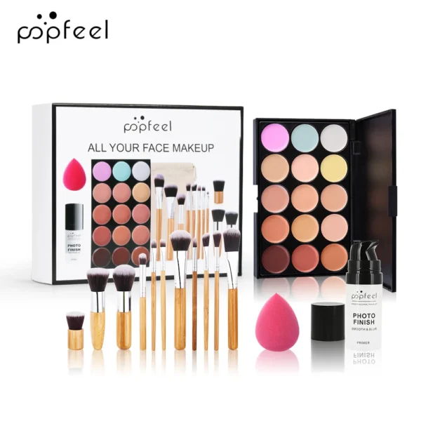 Tudo em um kit de maquiagem com paleta de sombra, base, brilho labial, pincéis blush, eyeline misturada cor colar, longa duração, gift set - Image 9