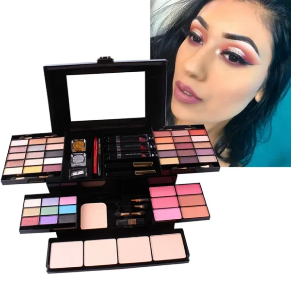 Miss rosa maquiagem conjunto caixa profissional sombra lábio gloss vara fundação blush pó maquiagem kit cosméticos - Image 9