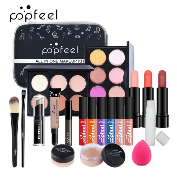 Tudo em um kit de maquiagem com paleta de sombra, base, brilho labial, pincéis blush, eyeline misturada cor colar, longa duração, gift set - Image 15