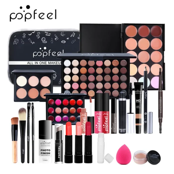 Tudo em um kit de maquiagem com paleta de sombra, base, brilho labial, pincéis blush, eyeline misturada cor colar, longa duração, gift set - Image 12